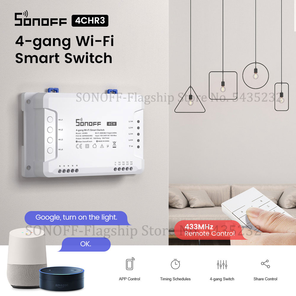 Relay Module 1 Channel - Itead SONOFF 4CH R3 Wifi kablosuz