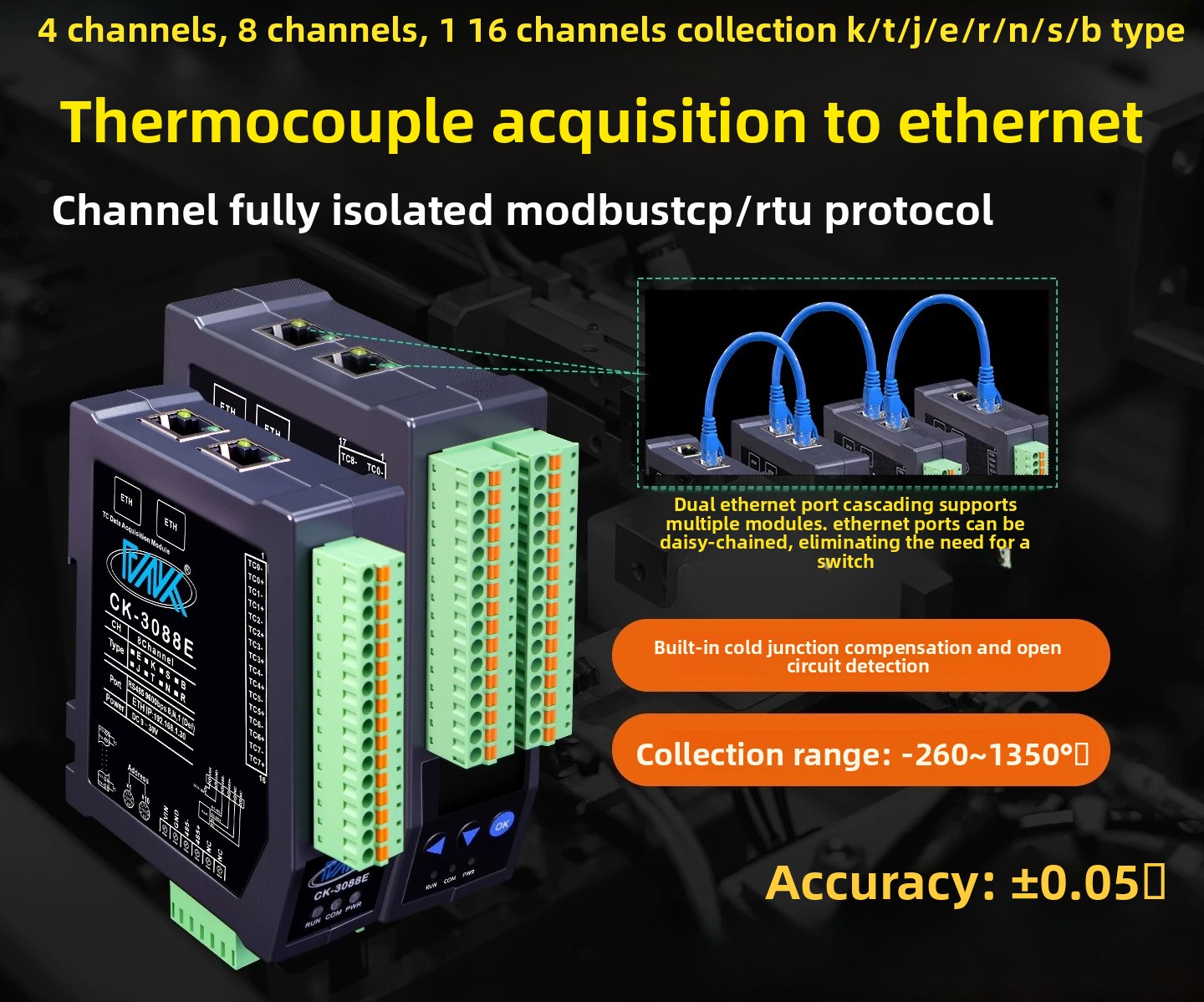 8CH Tamamen İzole Edilmiş K-Ti - Thermocouple Module K Type incelemesi ve fiyatı