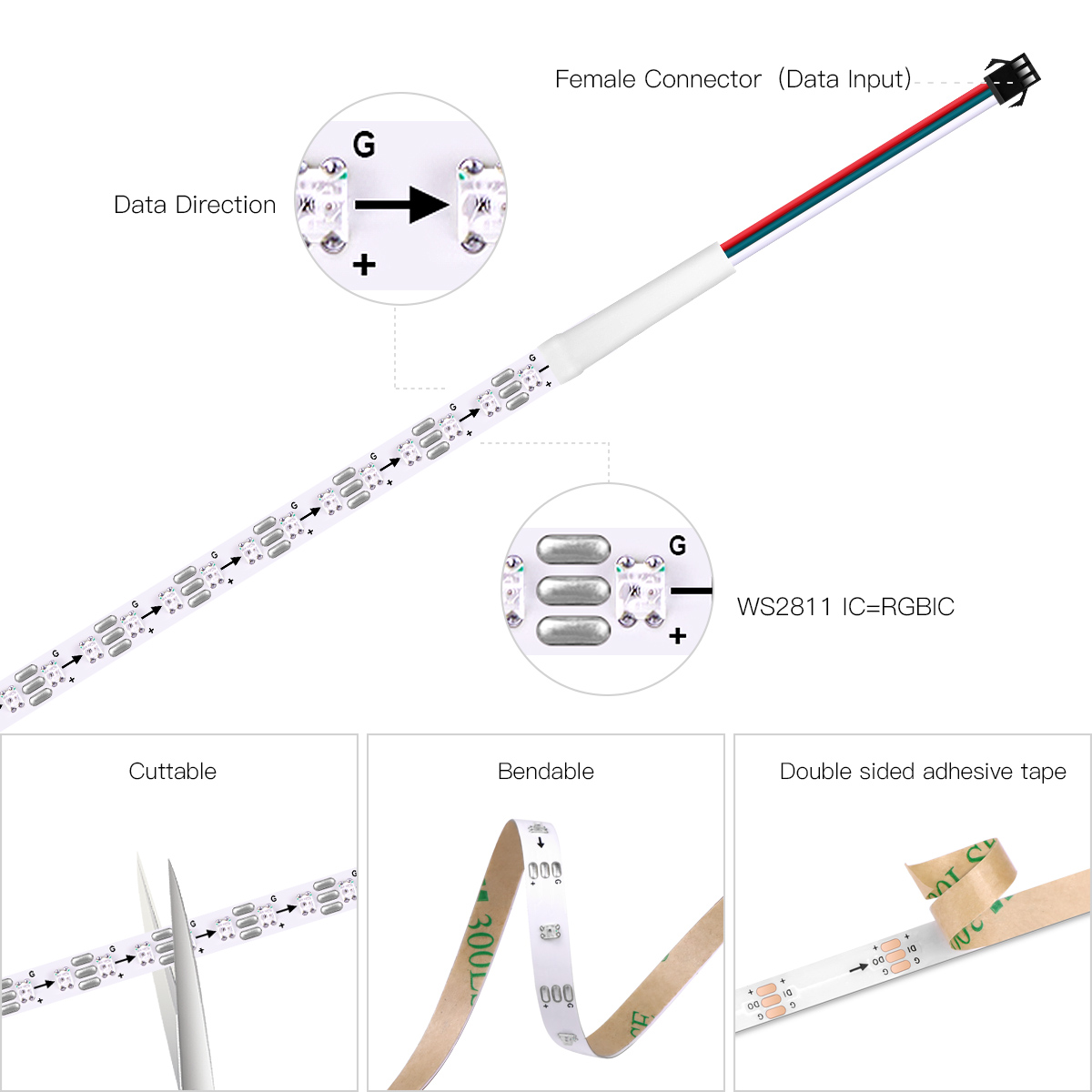 Akıllı RGBIC WS2812B IC Piksel - Ws2812B Strip 5V incelemesi ve fiyatı