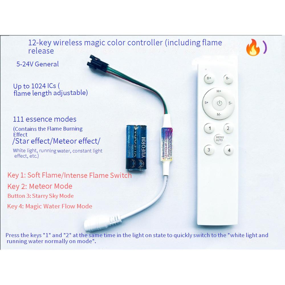 RF 12 tuşlu fantezi alev denet - Ws2812B Strip 5V incelemesi ve fiyatı